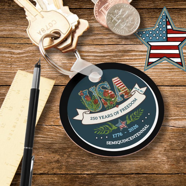 250 Years of Freedom Elegant Patriotic Blue Schlüsselanhänger (250 Years of Freedom Elegant Patriotic Blue Keychain)