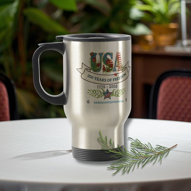250 Years of Freedom Elegant Patriotic Travel Mug Reisebecher (250 Years of Freedom Elegant Patriotic Travel Mug)