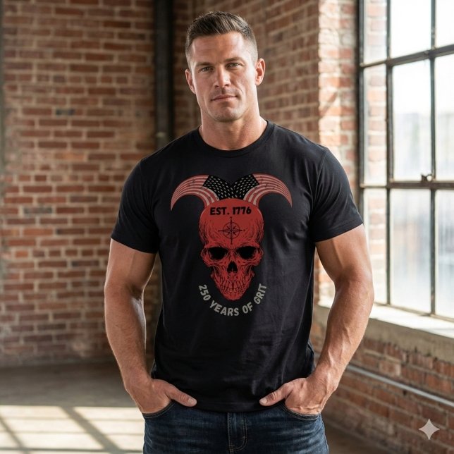 250 Years of Grit Patriotic Red Skull T-Shirt (Von Creator hochgeladen)