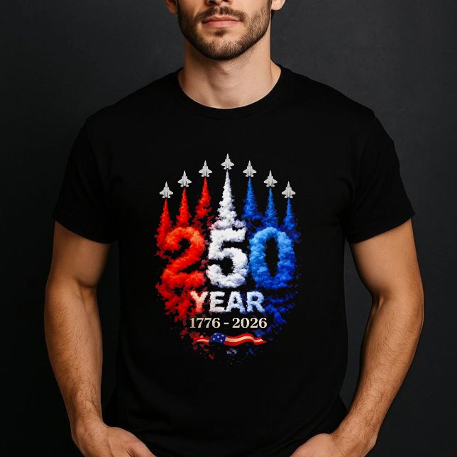 250 Years Red White Blue Smoke Jets USA T-Shirt (Von Creator hochgeladen)