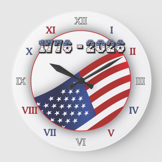 250 Years USA  Freedom 1776-2026 Patriotic  Große Wanduhr (Vorderseite)
