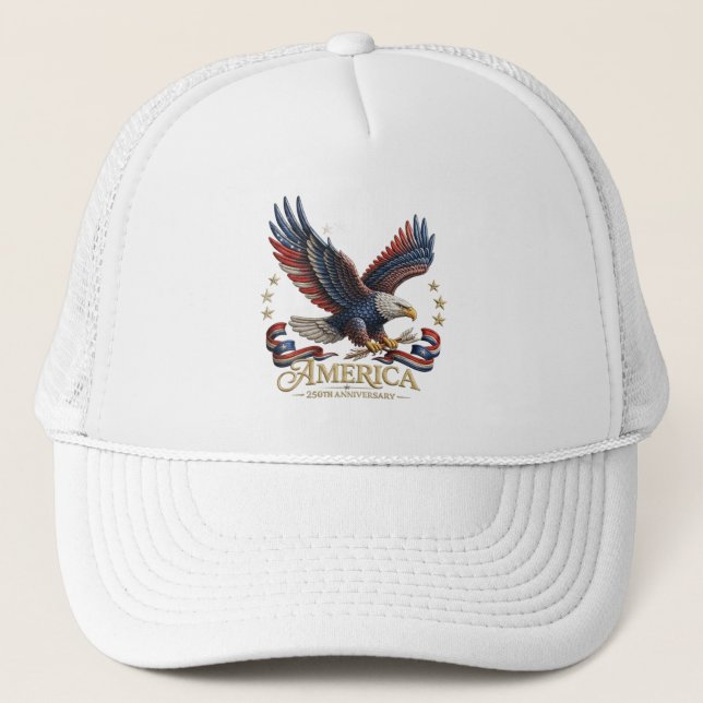  250th Anniversary America Patriotic Hat Truckerkappe (Vorderseite)