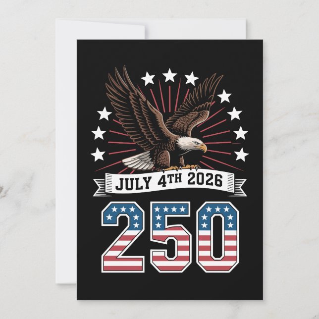 250th Anniversary Patriotic 4th Of July 1776 2026 Einladung (Vorderseite)