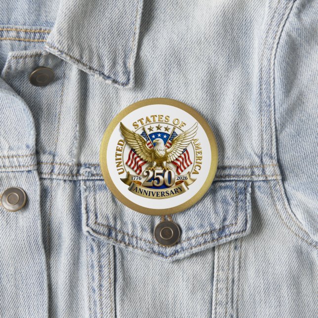 250th Anniversary USA Patriotic | 1776–2026 Button (Beispiel)