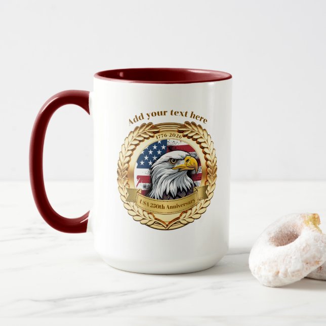 250th Anniversary USA Patriotic | 1776–2026 Button Tasse (Mit Donut)