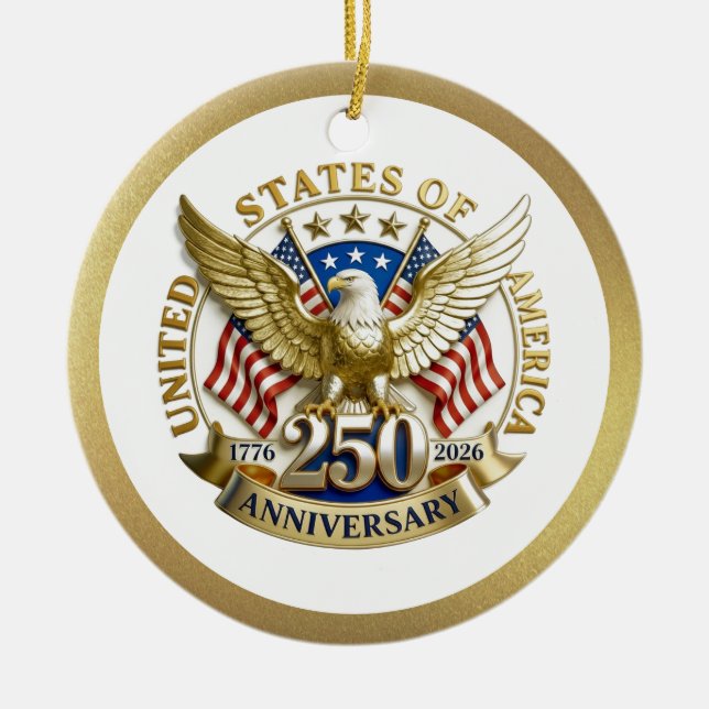 250th Anniversary USA Patriotic | 1776–2026 Keramik Ornament (Vorne)