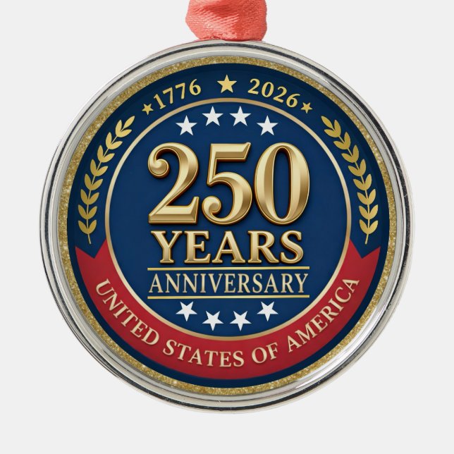 250th Anniversary USA Patriotic | 1776–2026 Ornament Aus Metall (Vorne)