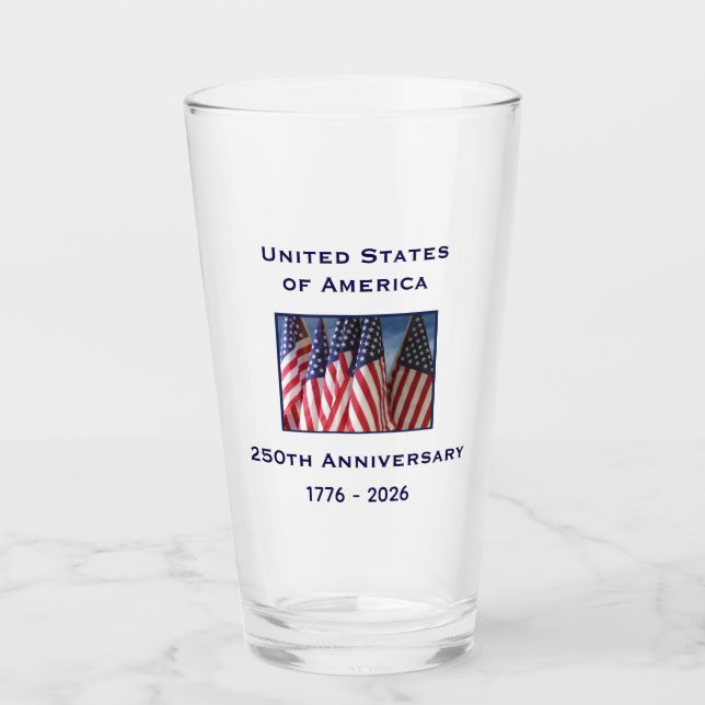 250th Anniversary USA Patriotic American Flag Pint Glas (Vorderseite)