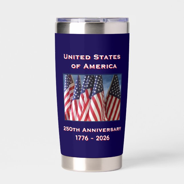 250th Anniversary USA Patriotic American Flags Thermobecher (Vorderseite)
