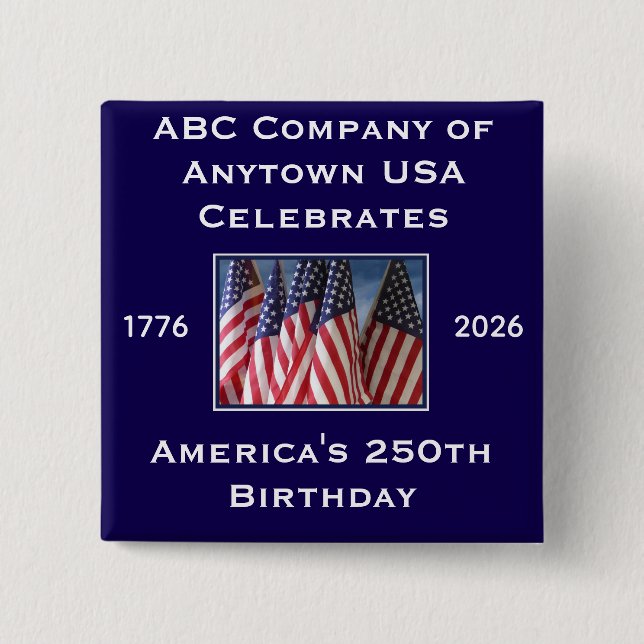 250th Anniversary USA Patriotic Flags  Button (Vorderseite)