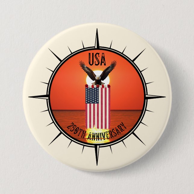 250th Independence Day Anniversary Eagle and Flag Button (Vorderseite)