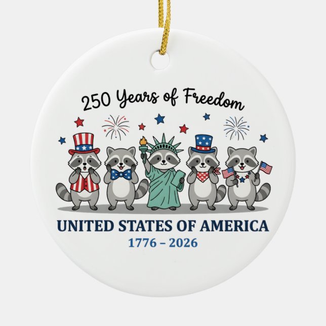 250th year of independence of USA, Raccoon Keramik Ornament (Vorne)
