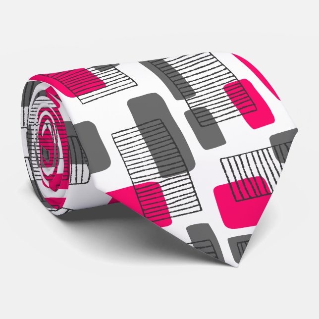 251215 - Neon Red and Gray Krawatte (Gerollt)
