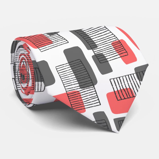 251215 - Tropisches Rosa und Grau Krawatte (Gerollt)