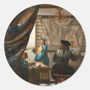 2535-Johannes Vermeer The Art of Painting Runder Aufkleber