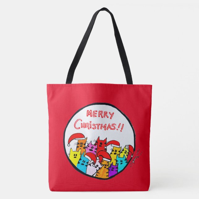 258 - Weihnachtskatzen - Tasche (Vorderseite)