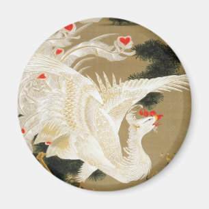 25. 老 松 白 図, 若 Pine-tree & Phoenix, Jakuchu鳳 Magnet