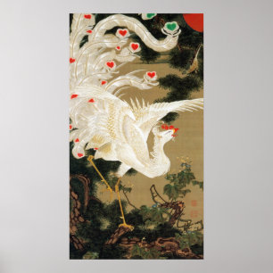 25. 老 松 白 図, 若 Pine-tree & Phoenix, Jakuchu鳳 Poster