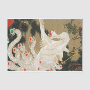 25. 老 松 白 図, 若 Pine-tree & Phoenix, Jakuchu鳳 Seidenpapier