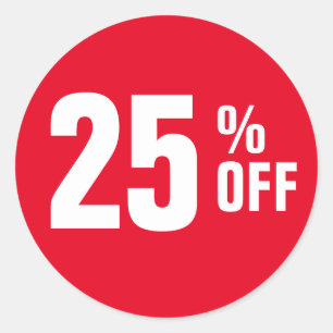 25 % 25 % Rabatt auf den Verkauf Runder Aufkleber