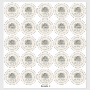 25 2,5" Honey Mason Jar Lid Labels Skep