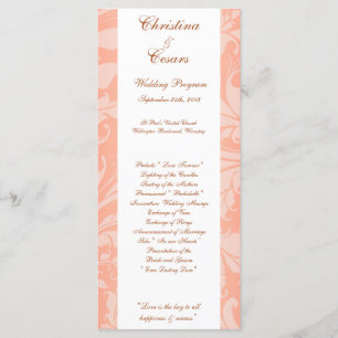 25 4x9 Hochzeitskalender Braun Rose auf Rosa Blüte Programm
