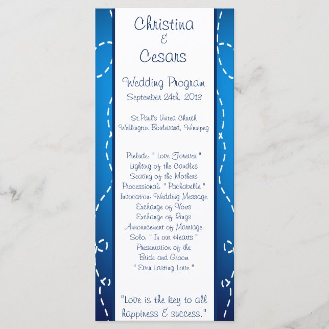 25 4x9 Hochzeitskalender Flugzeug Blue Swirl Loop Programm (Vorderseite)