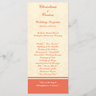 25 4x9 Hochzeitskalender Pinkish/Peach Formal Scro Programm