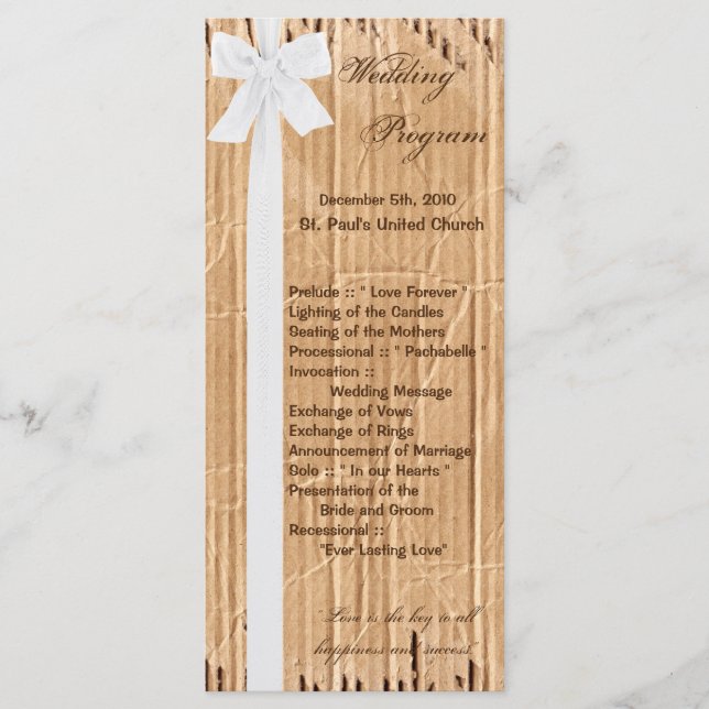 25 4x9 Hochzeitskartentafel Programm (Vorderseite)