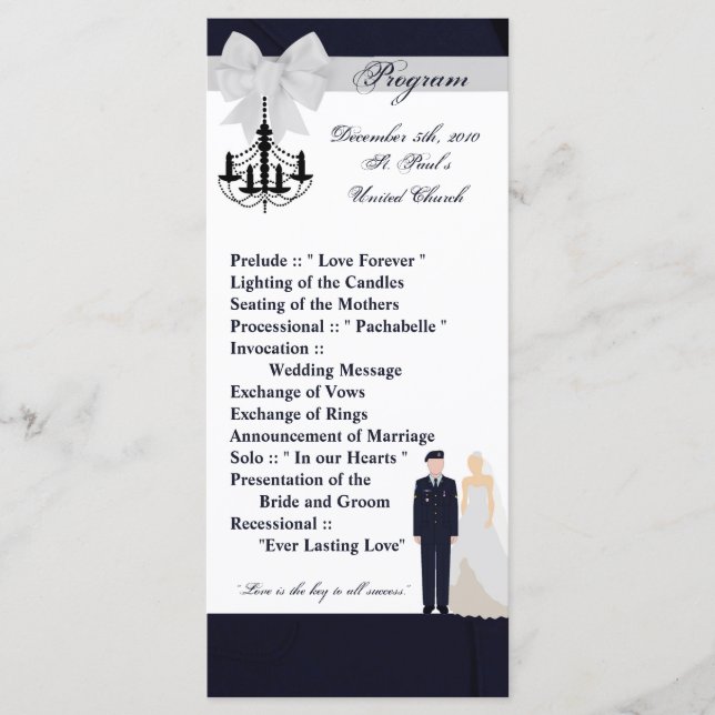 25 4x9 Hochzeitsprogramm ARMY Uniform Blues Braut Programm (Vorderseite)