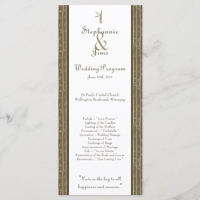 25 4x9 Hochzeitsprogramm Bamboo Bliss Programm (Vorderseite)