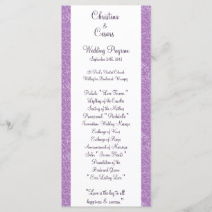 25 4x9 Hochzeitsprogramm Bird Swing Lila BG Herzen Programm
