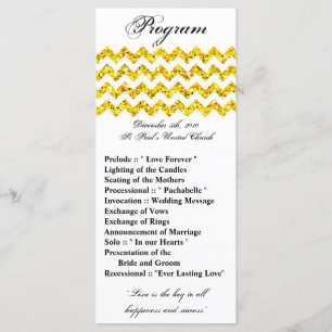25 4x9 Hochzeitsprogramm Gelber Glitzer Zickzack Z Programm