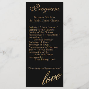 25 4x9 Hochzeitsprogramm Gold Foil Glitzer Liebe Programm