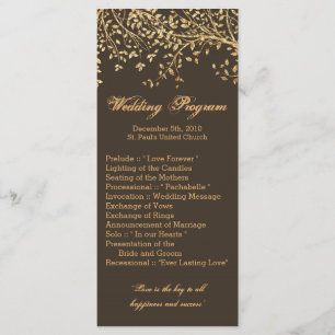 25 4x9 Hochzeitsprogramm Gold Foil Tree Blätter Au Programm