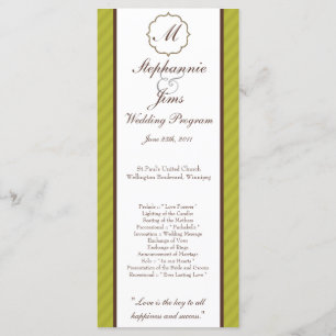 25 4x9 Hochzeitsprogramm Grün und braun Damast Programm
