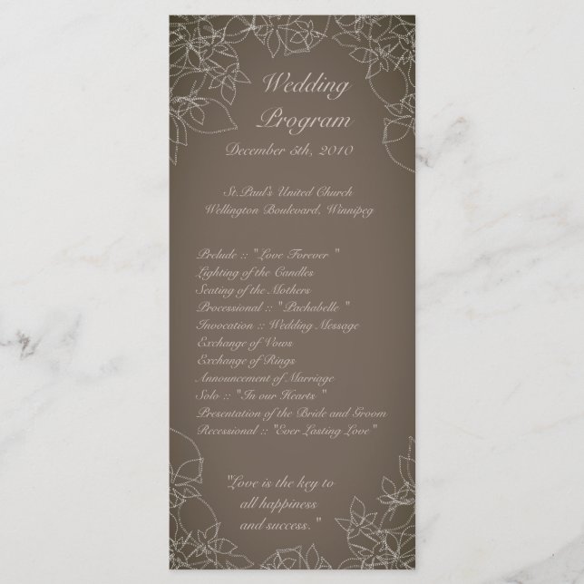 25 4x9 Hochzeitsprogramm Herbstflorale Herbst Grau Programm (Vorderseite)