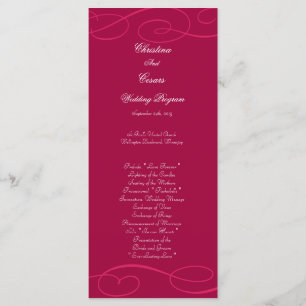 25 4x9 Hochzeitsprogramm Himbeere Rosa Schleifen/W Programm