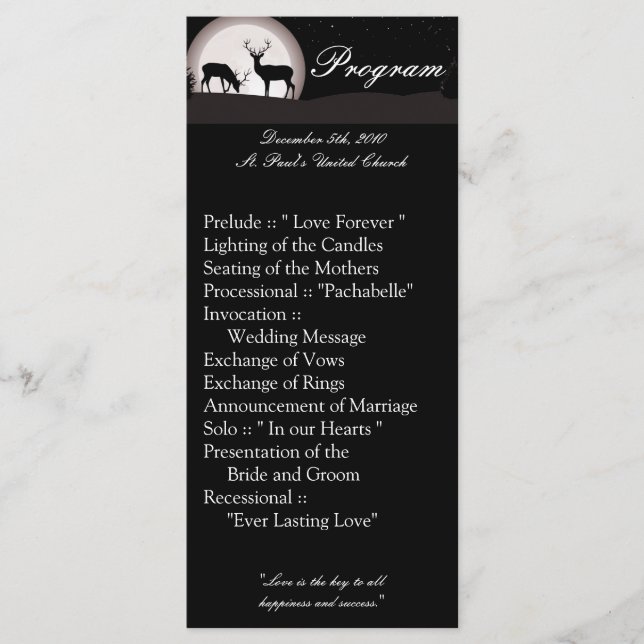 25 4x9 Hochzeitsprogramm Jäger Mond Hirsch Bock Ri Programm (Vorderseite)