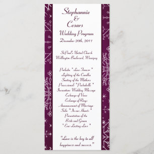 25 4x9 Hochzeitsprogramm Lila Star und Schneeflock Programm