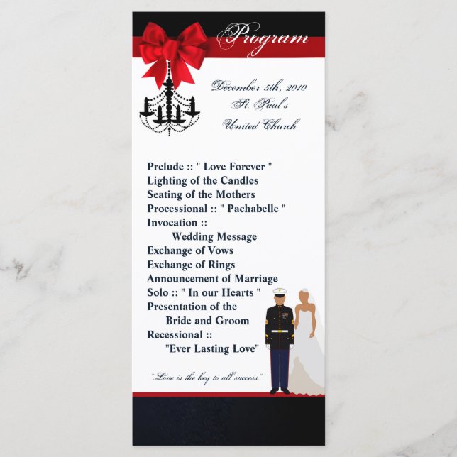 25 4x9 Hochzeitsprogramm Marine Hispanic Uniform Programm (Vorderseite)
