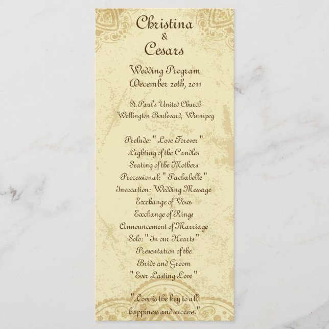 25 4x9 Hochzeitsprogramm Marokkanisches Party Programm (Vorderseite)