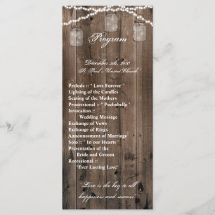 25 4x9 Hochzeitsprogramm Mason Jar Lichterkette Ba Programm
