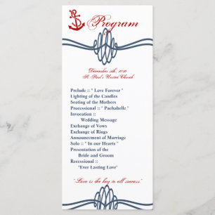 25 4x9 Hochzeitsprogramm Navy Nautical Knot Anchor Programm