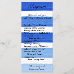 25 4x9 Hochzeitsprogramm Ombre Stripe Blue Line Fa Programm