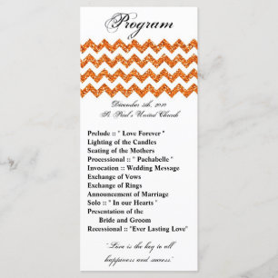 25 4x9 Hochzeitsprogramm Orange Glitzer Zickzack Z Programm