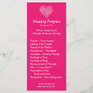 25 4x9 Hochzeitsprogramm Rosa Blumenblätter Blume Programm