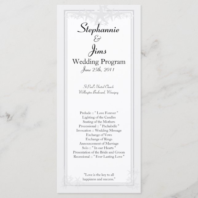 25 4x9 Hochzeitsprogramm Sommerliche Liebe und Mus Programm (Vorderseite)