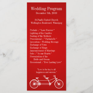 25 4x9 Hochzeitsprogramm Whimsical Red Double Bike Programm