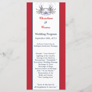 25 4x9 Hochzeitsprogramm White Dove Red Blue BG Ri Programm